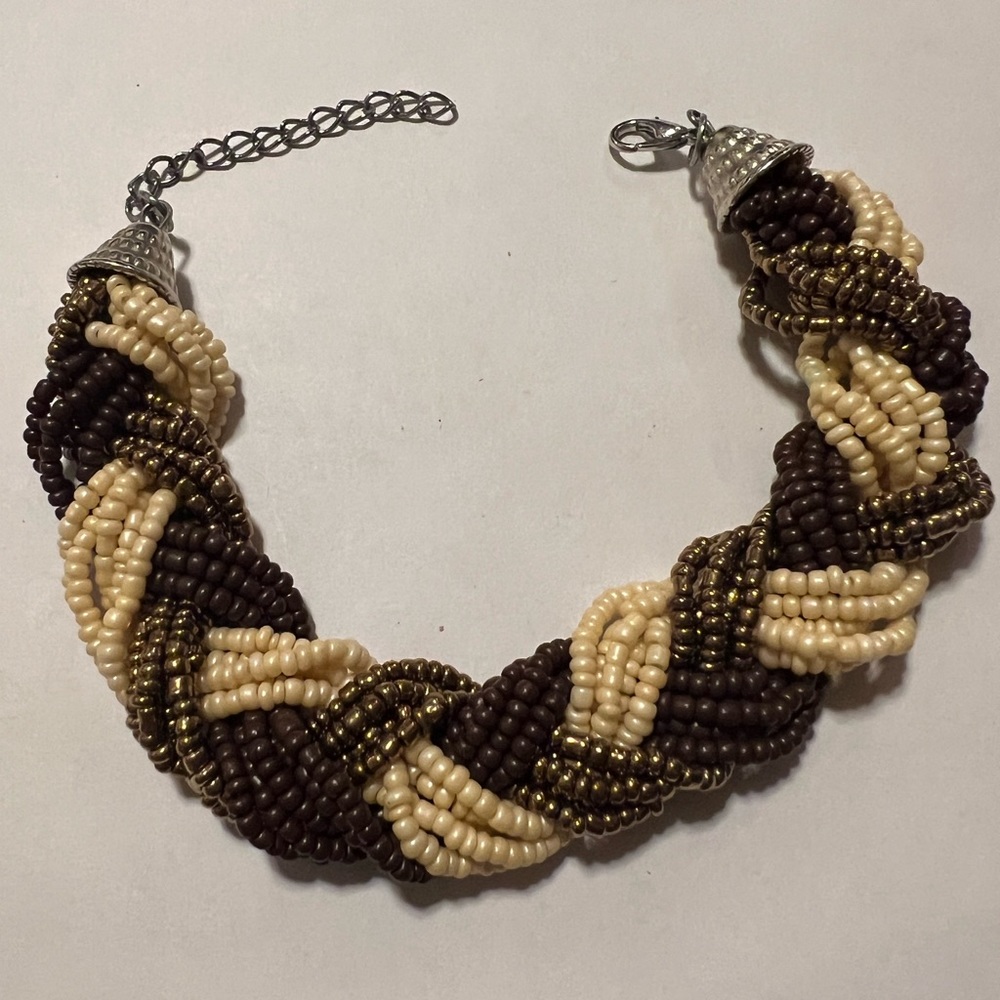 Brown tones glass seed beaded bracelet